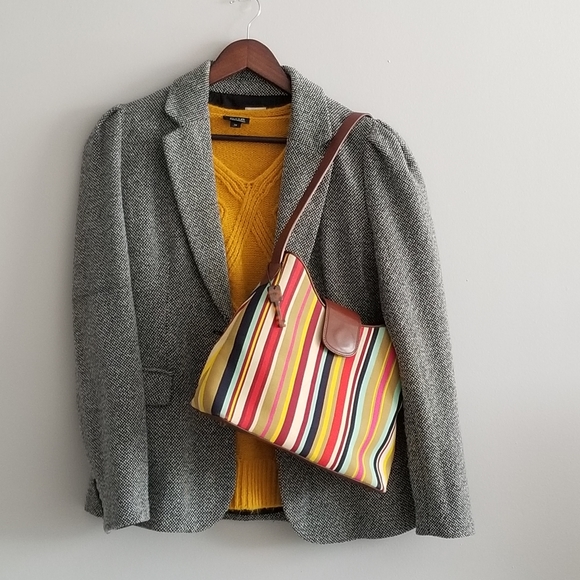 Fossil Colorful Canvas Striped Shoulder Handbag - Picture 11 of 12